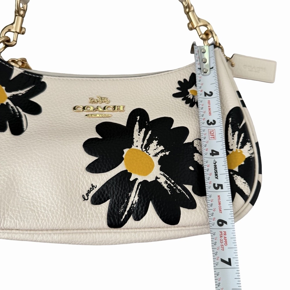 Coach Teri Pebble Leather Shoulder Crossbody Bag Floral Print Chalk Multi CZ587 - Picture 12 of 14